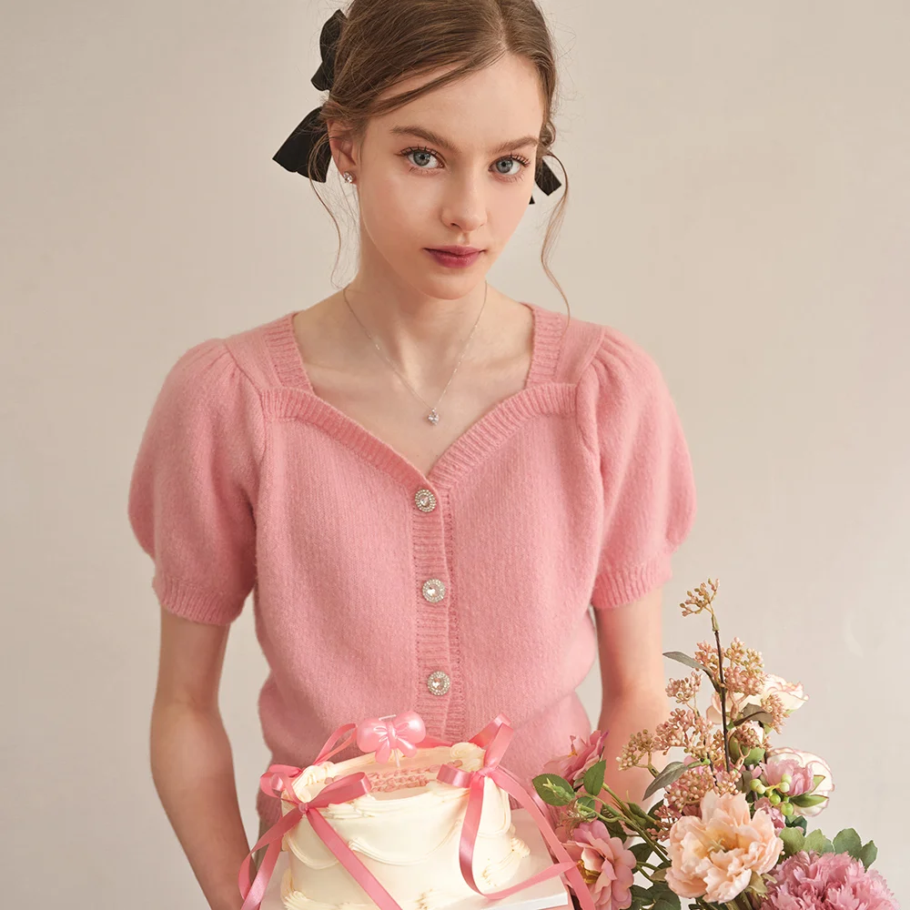 Lautre Jenny Heart Pink Knit pullover