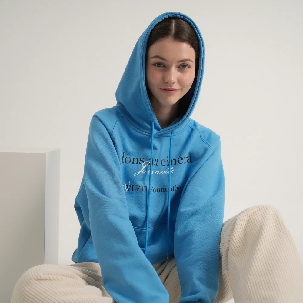 Oversized Printing Logo Hoodie (Blue)