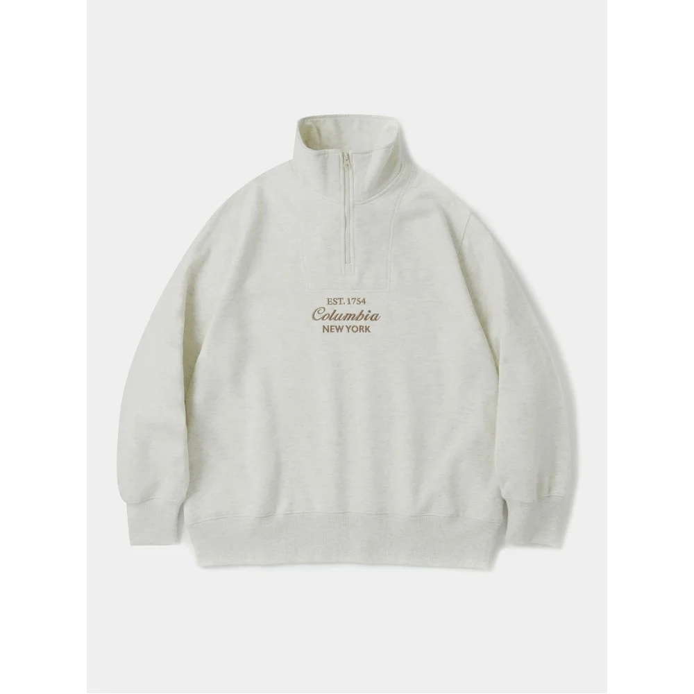 CU BIG SCRIPT TERRY H/ZIP SWEATSHIRTS 燕麥色