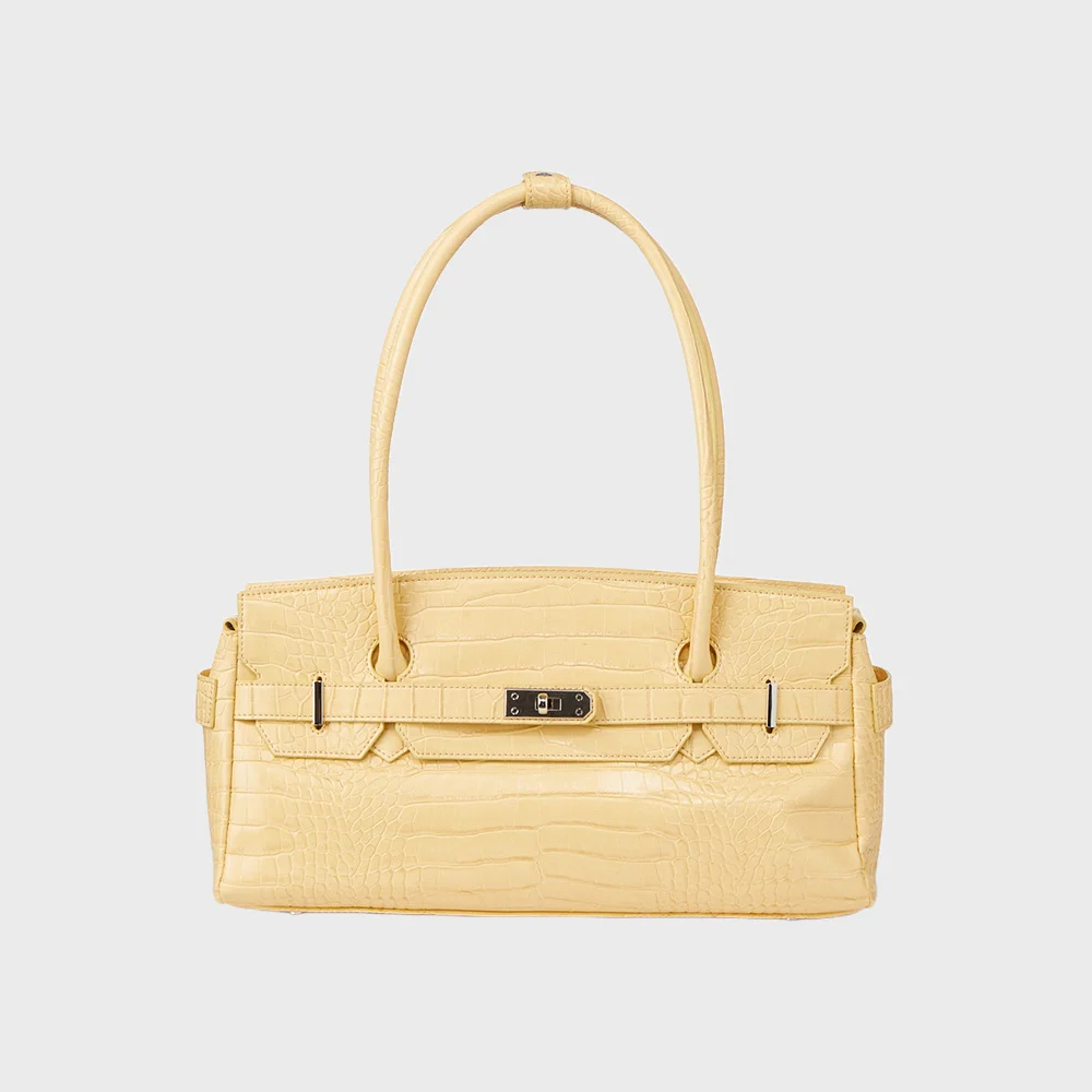 CROCODILE PATTERN TWO-WAY BAG IN BUTTER