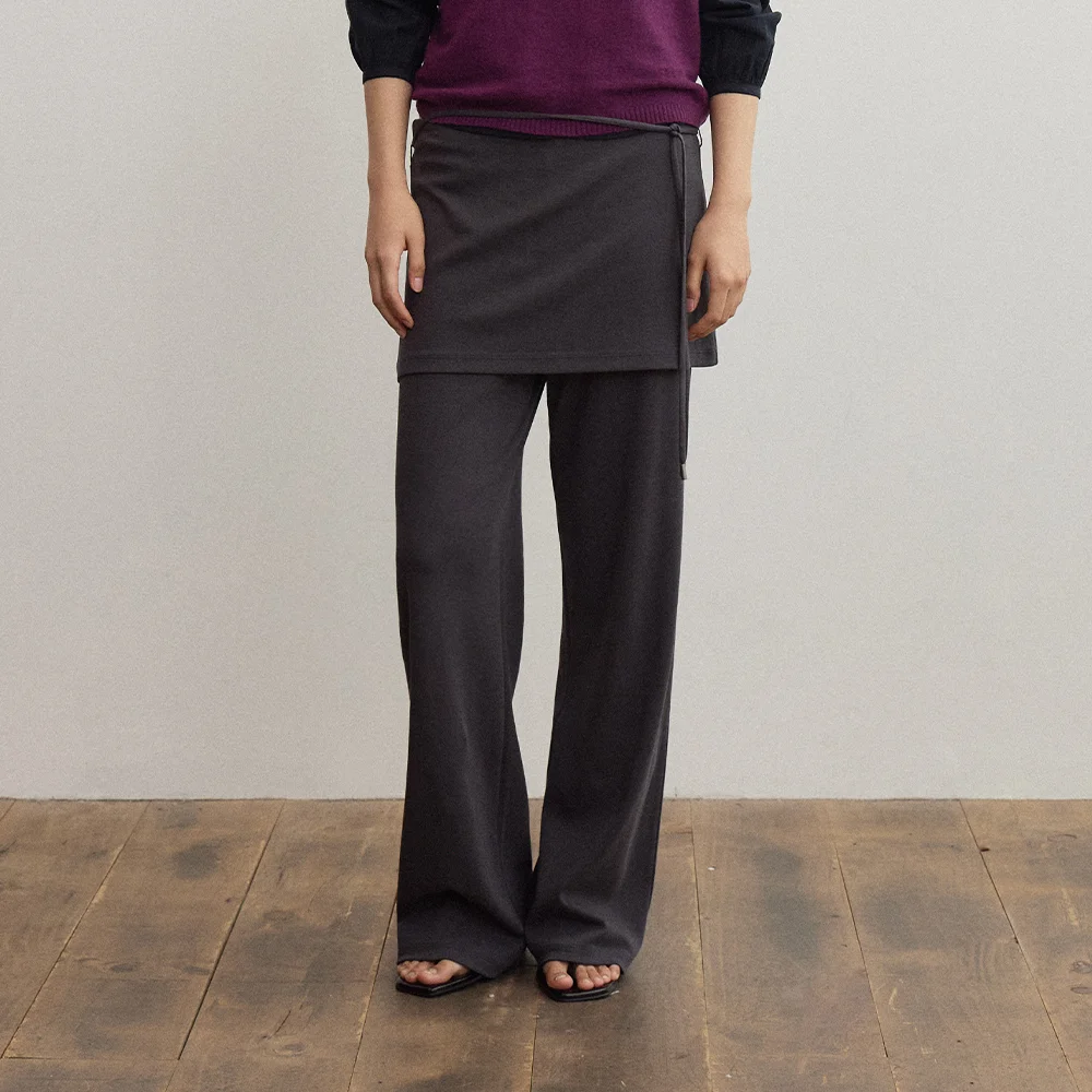 MARINE SKIRT LAYERED PANTS (CHARCOAL)