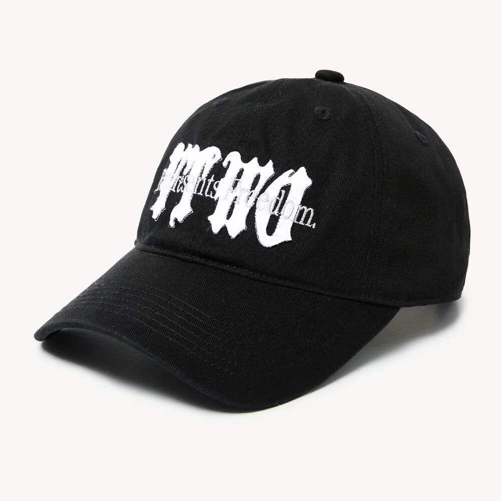 貼布繡 斜紋 棒球帽 (BLACK)