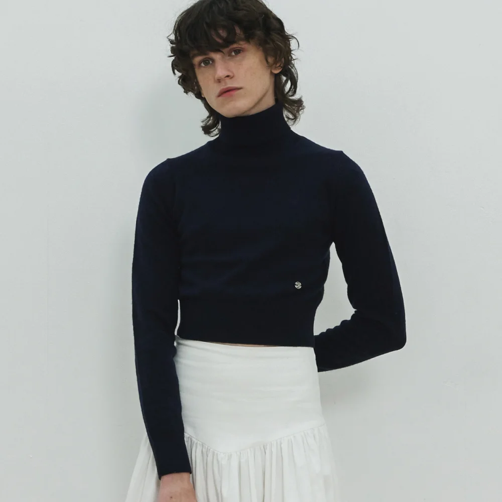 MJ Crop Turtle Neck Knit / Navy