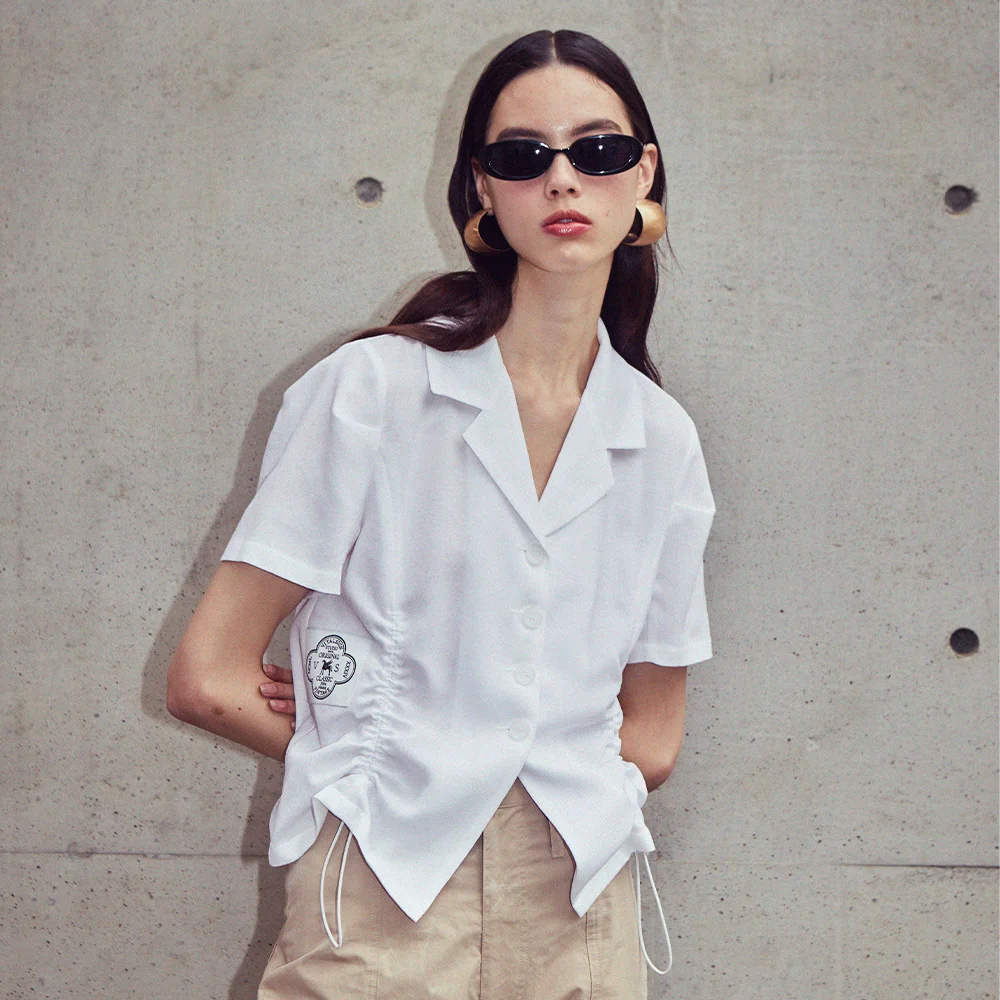 String Shirring Point Blouse (Ivory)