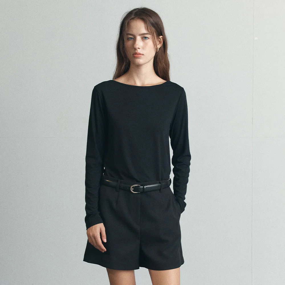 Soft basic longsleeve T-shirt _Black