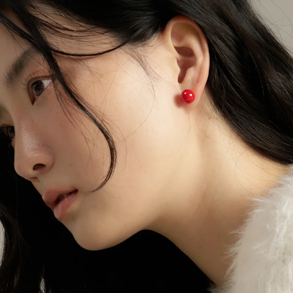 red ball earring