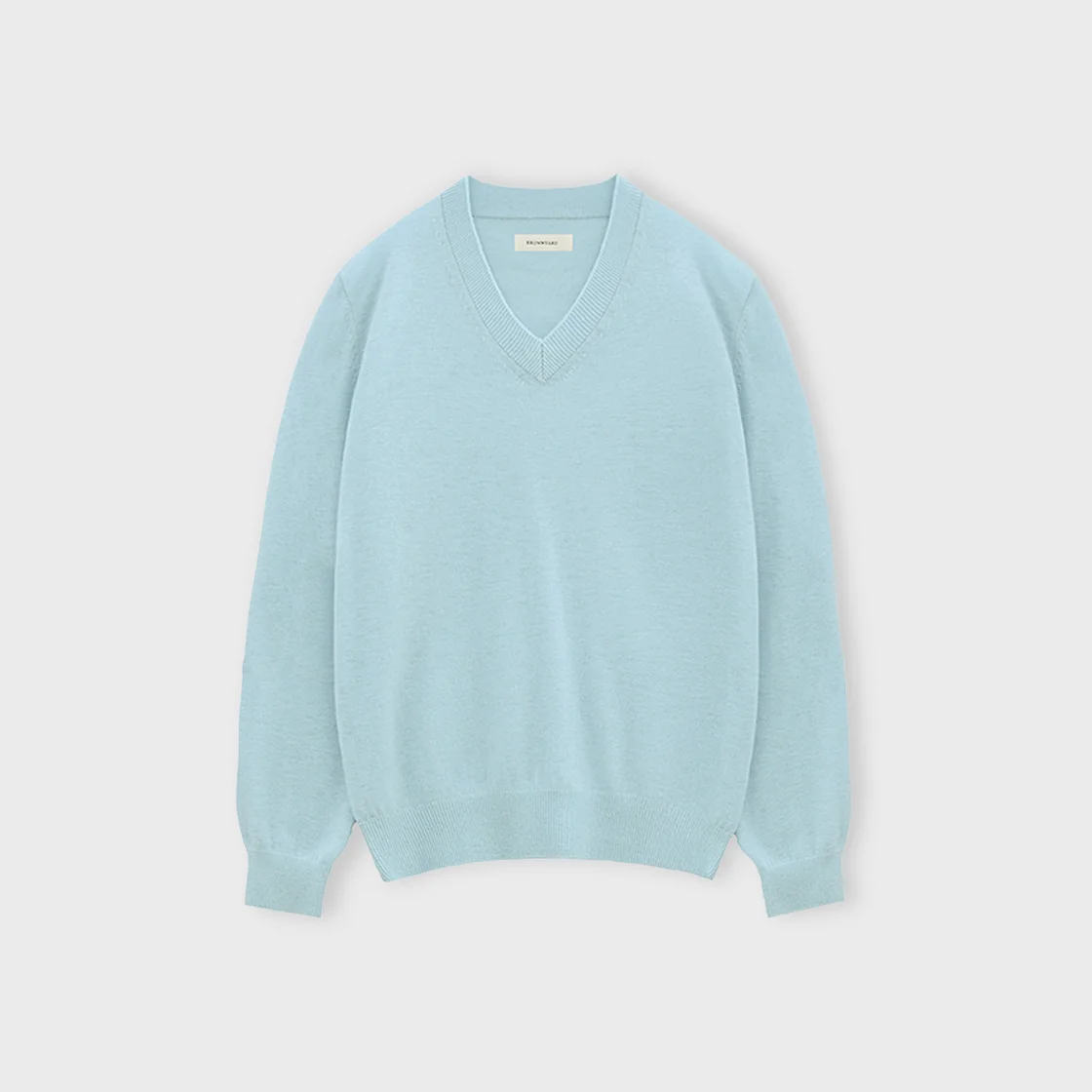 W Extra Super Fine V Neck Knit, Light Blue