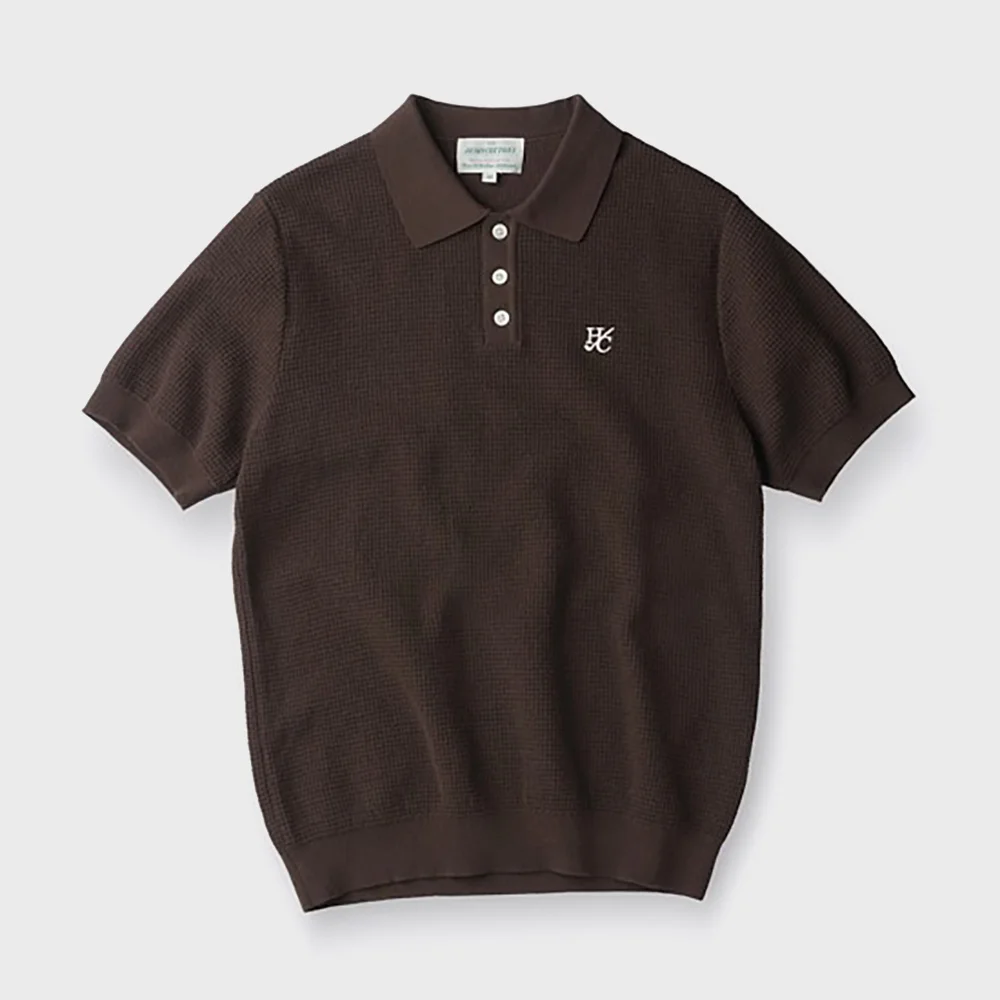 Waffle Short-Sleeves Polo Knit ABWAM26701BRX
