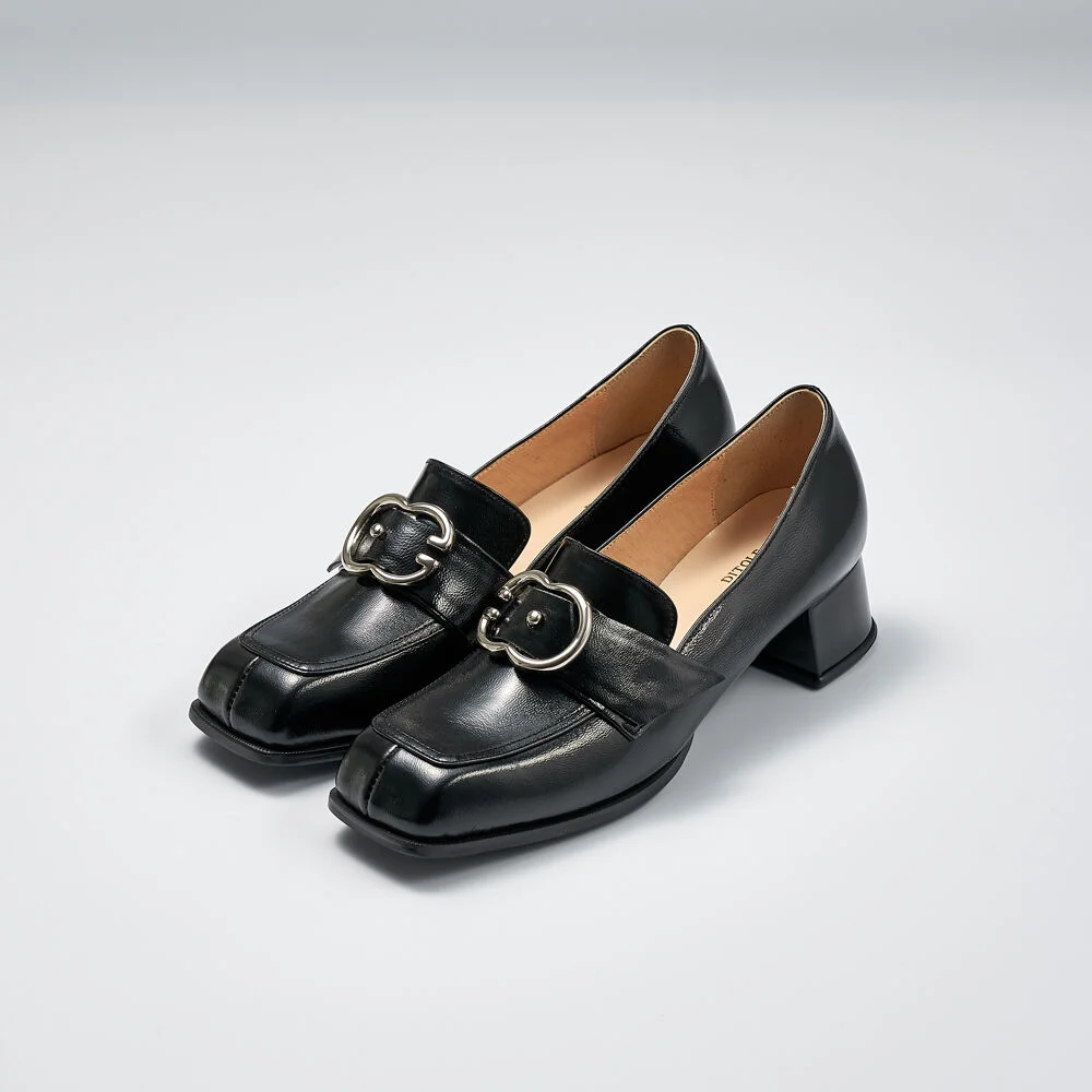 big buckle black loafer 黑色 大扣環 樂福鞋