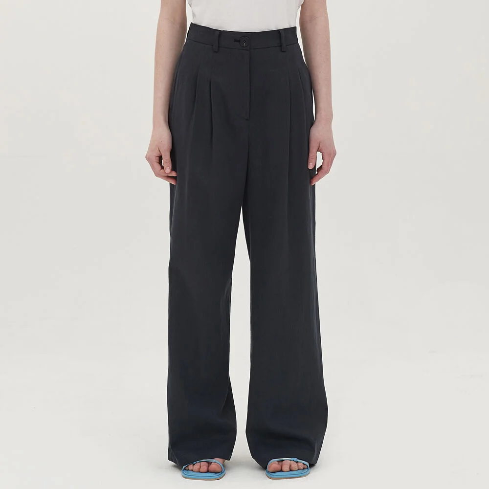 classic linen pants_navy