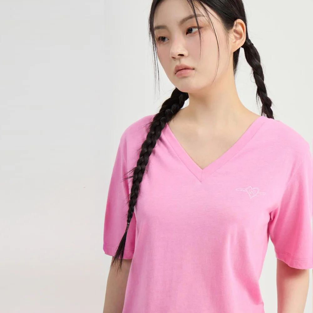 V-neck Basic Fit Short Sleeve T-Shirt (Pink) LFTAX26320PIX