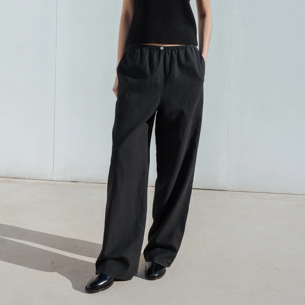 Easy Linen Band Pants (Black)