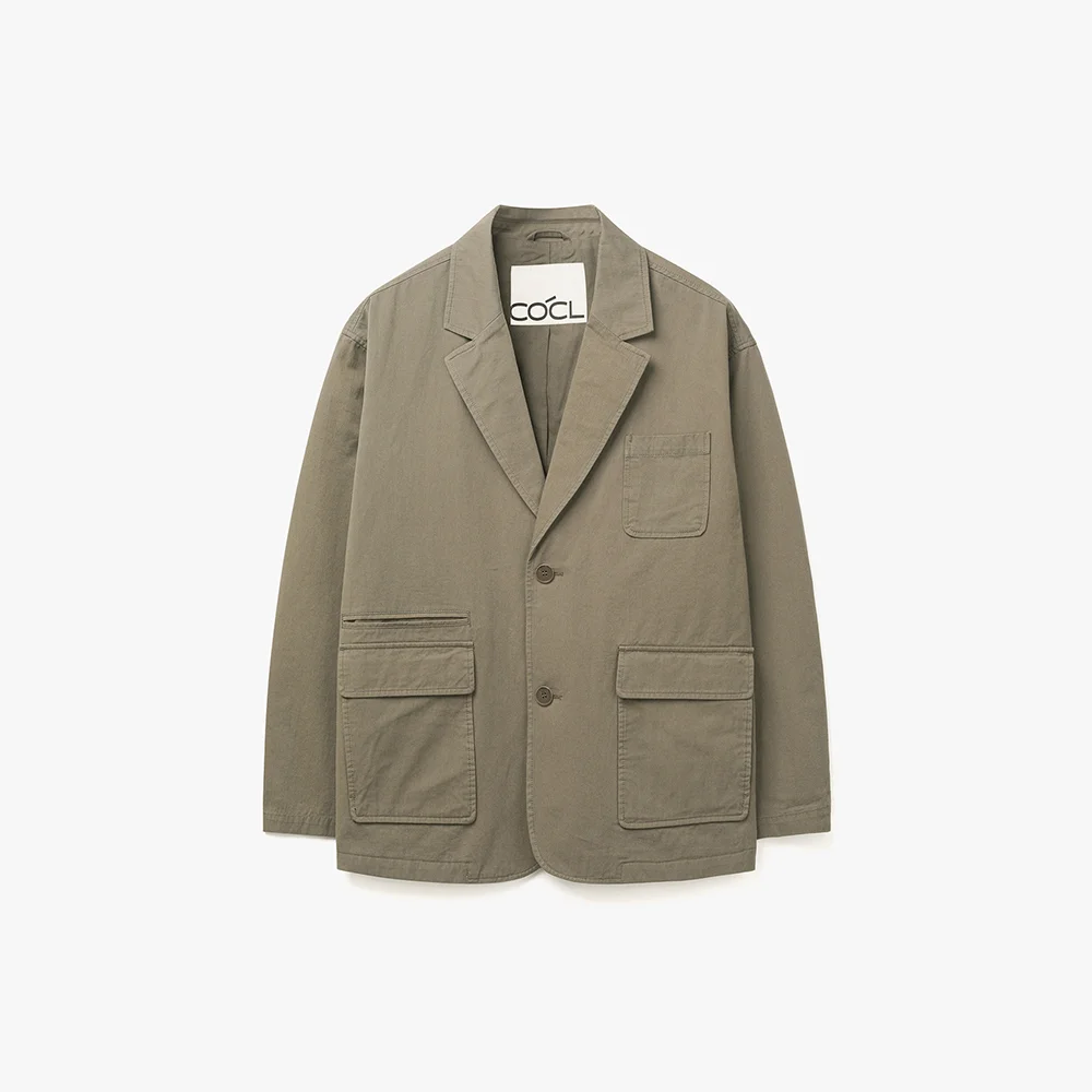 純棉 寬鬆版型 水洗 西裝外套 米色 COOSJK039BEIGE