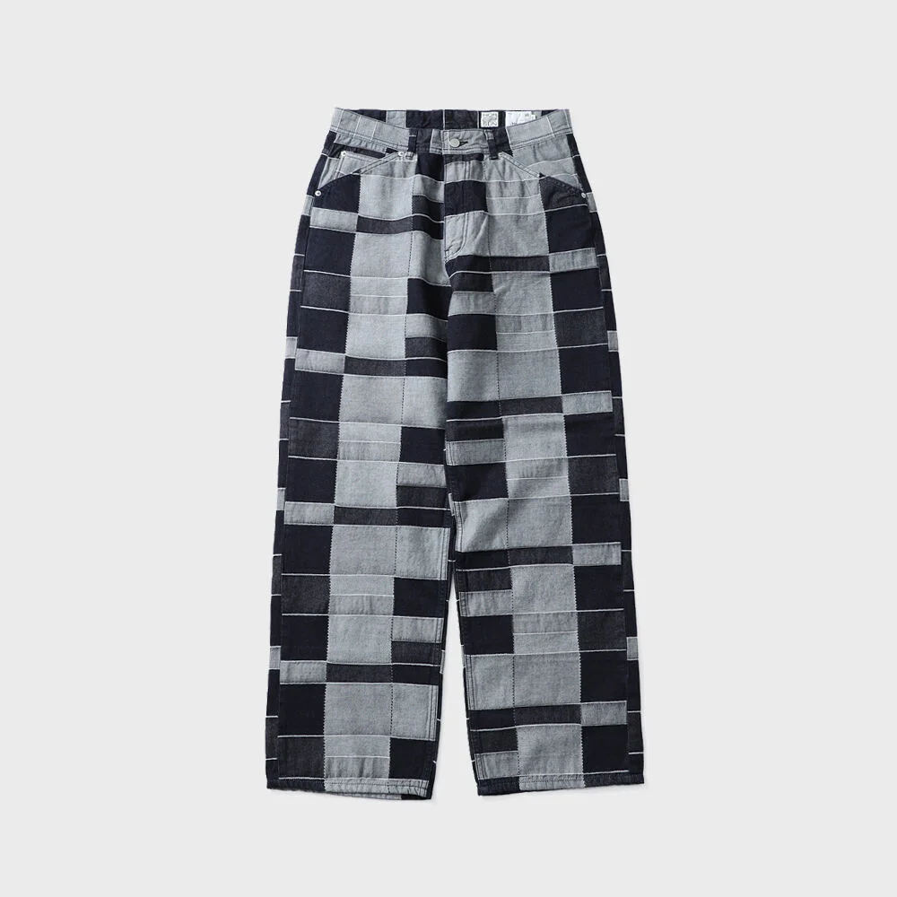 Blueborn Wide Pattern Denim Pants Dark Navy