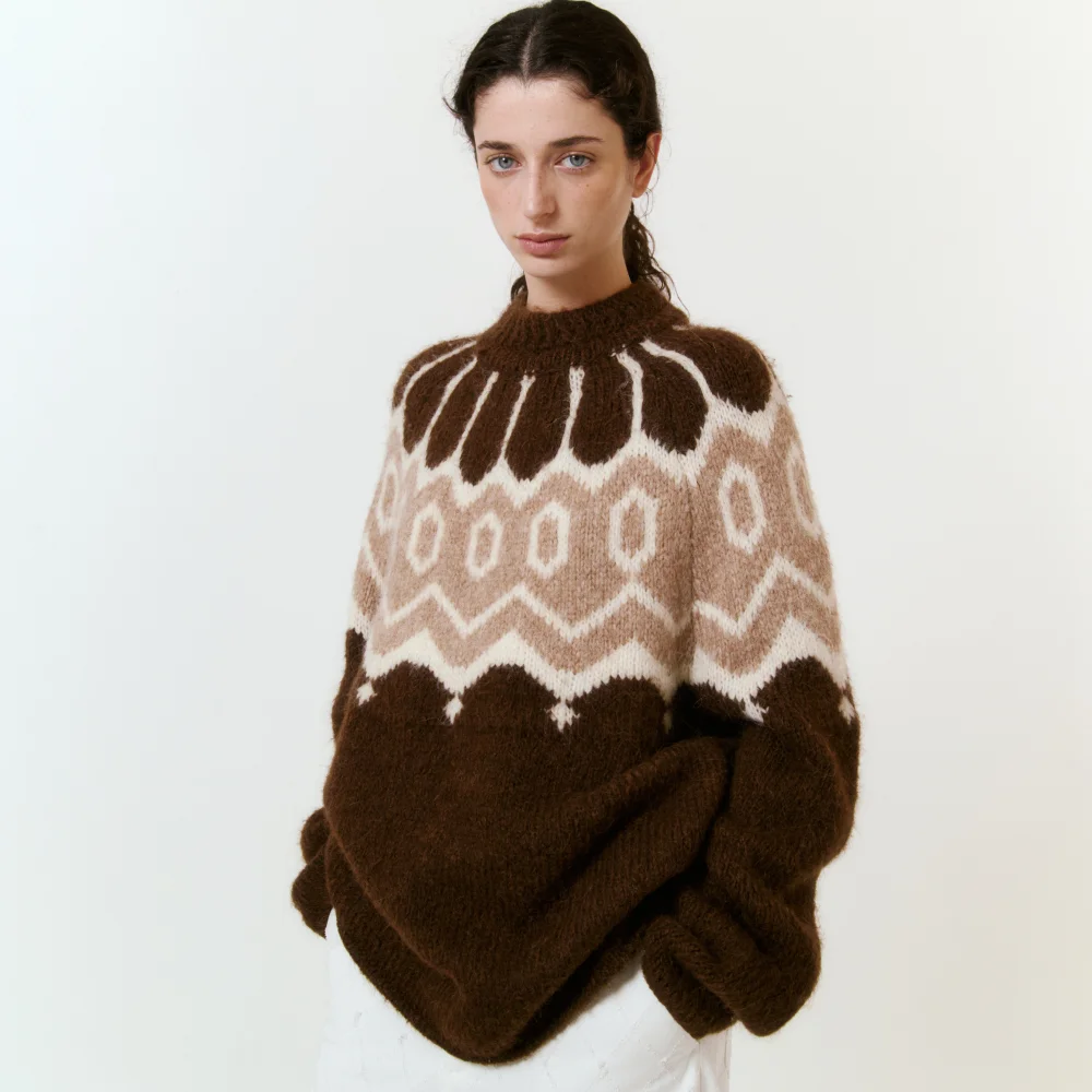 Cleo Nordic Long Sweater (Brown)