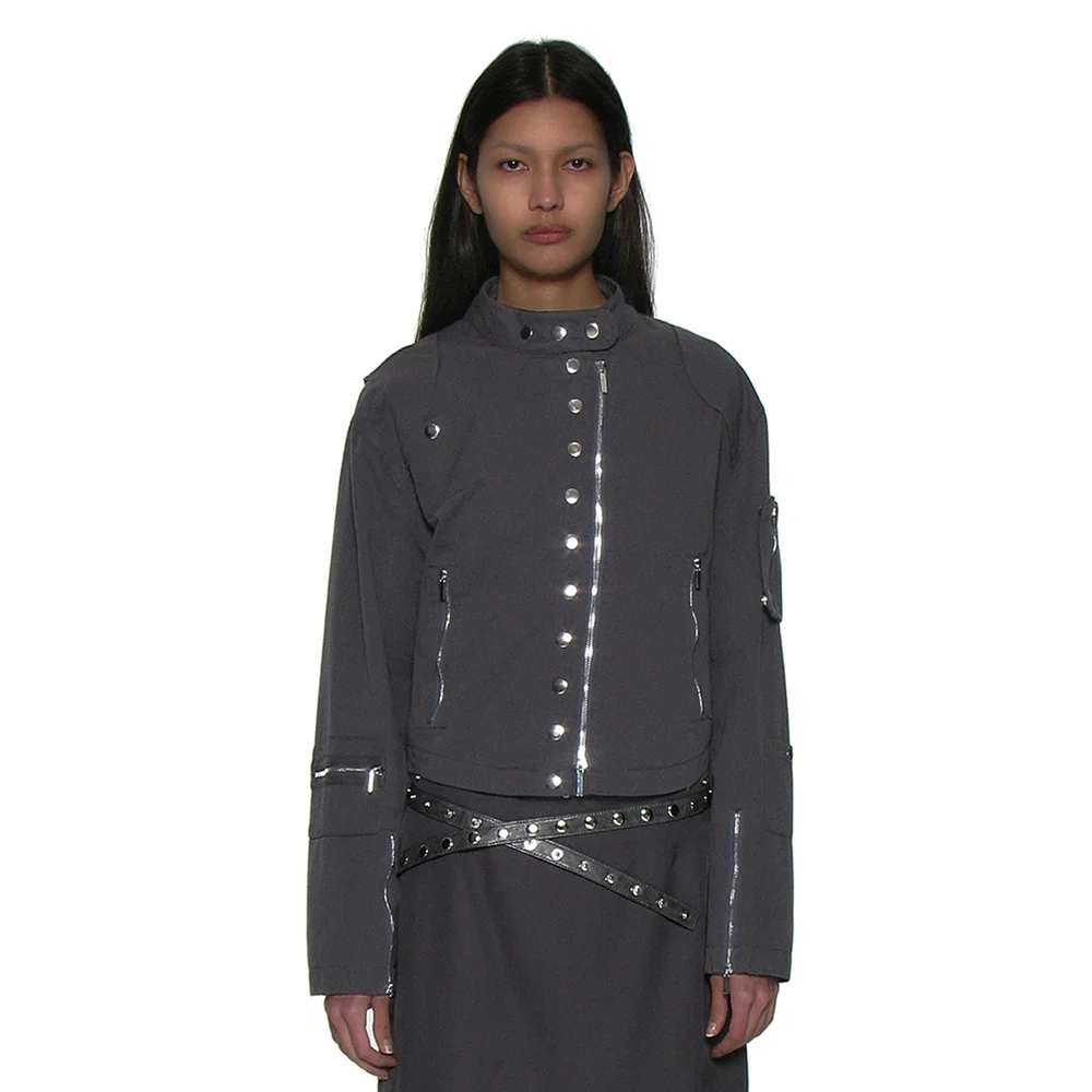 LIGHT COTTON BIKER JACKET_CHARCOAL