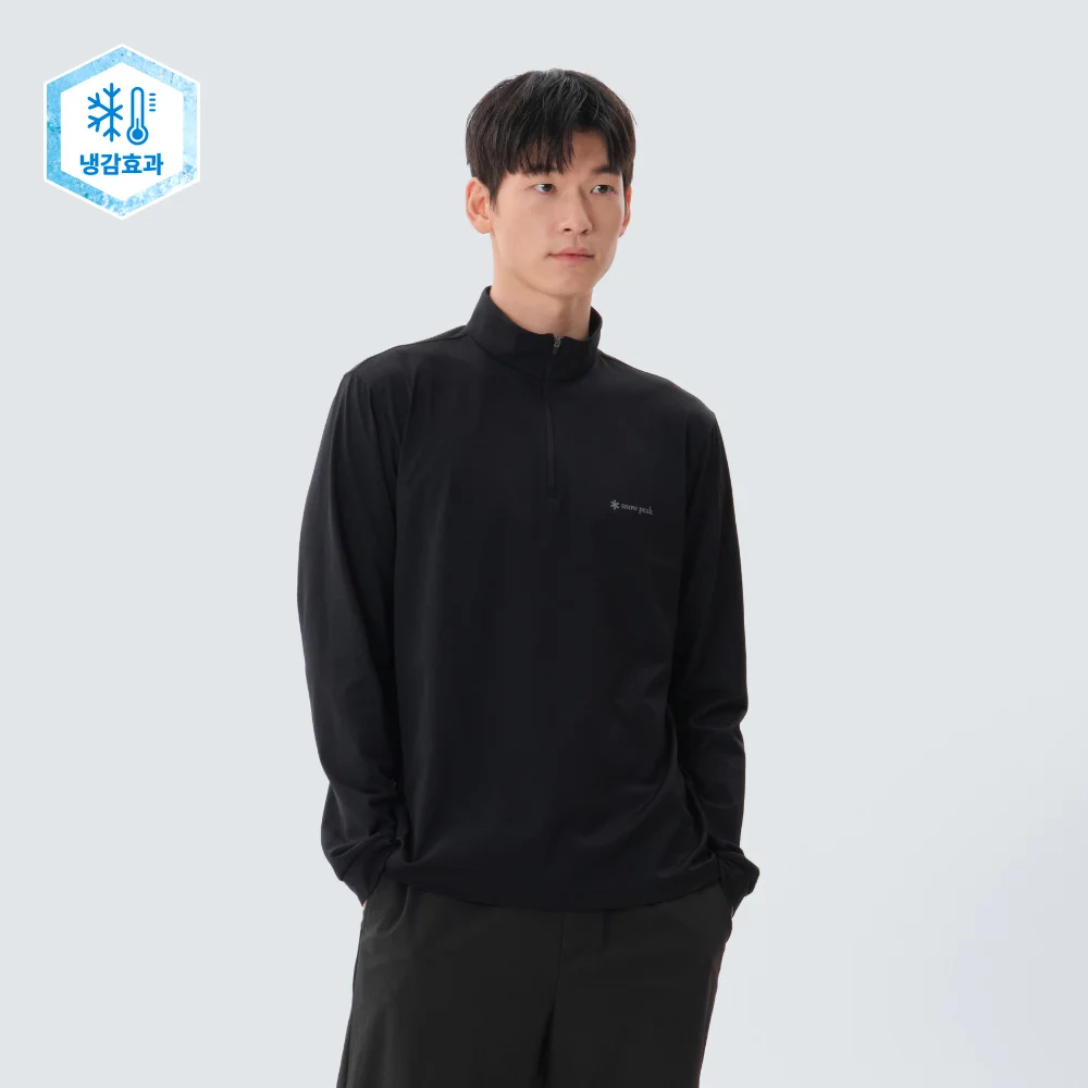 速乾 半拉鏈 長袖 T恤 Black (S25SMTZT10)
