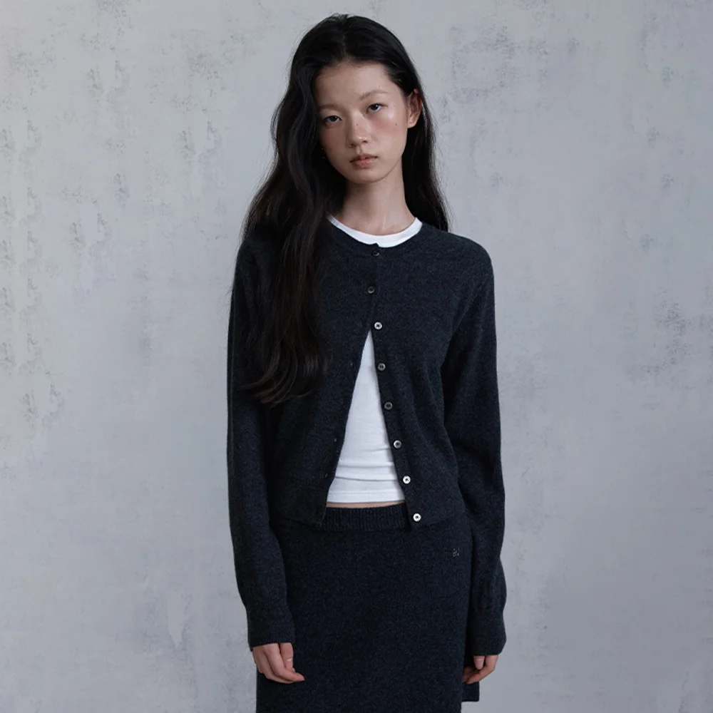 Basic Wool Cardigan (Midnight Charcoal)