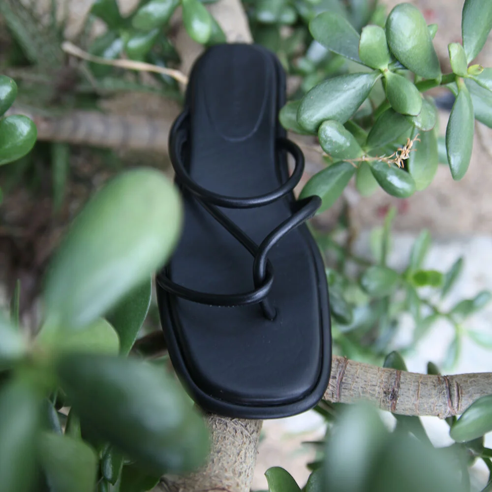 Maya Slides Leather Black