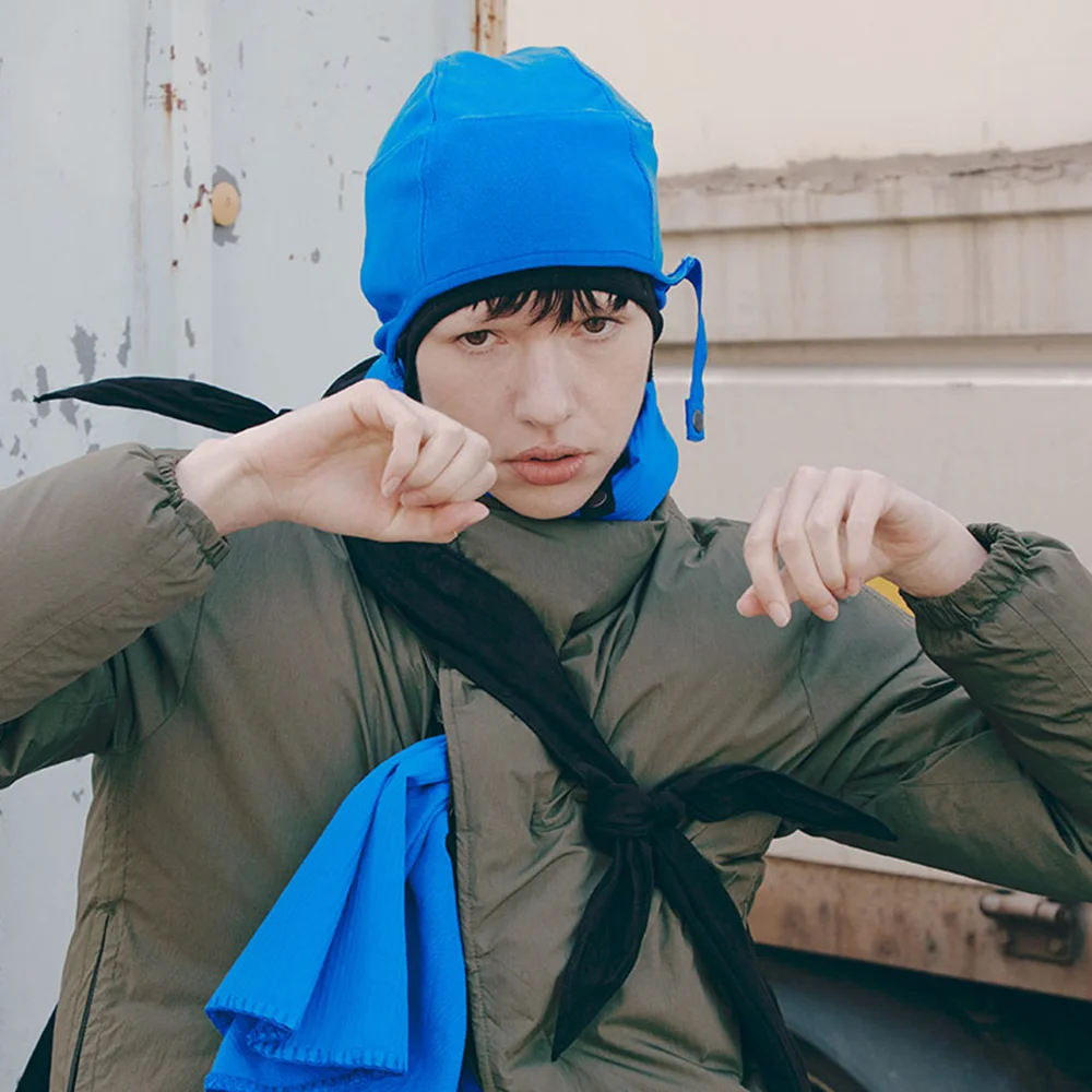 GARMENT DYED EAR FLAP BEANIE BLUE