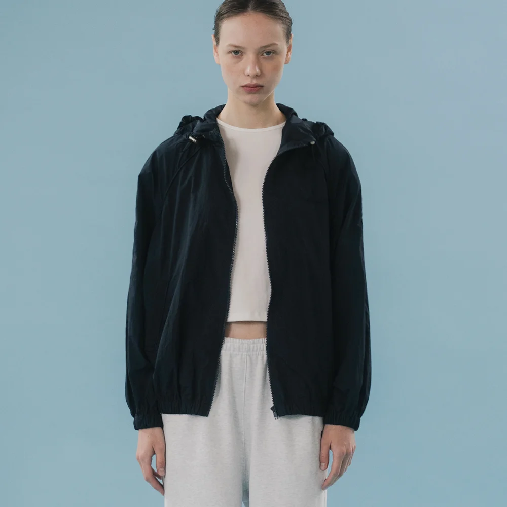 Hooded wind breaker (navy)