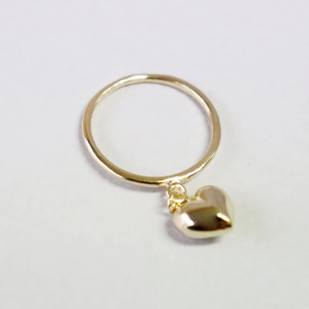 Volume heart simple drop Ring 心形 搖擺墜飾 疊層戒指