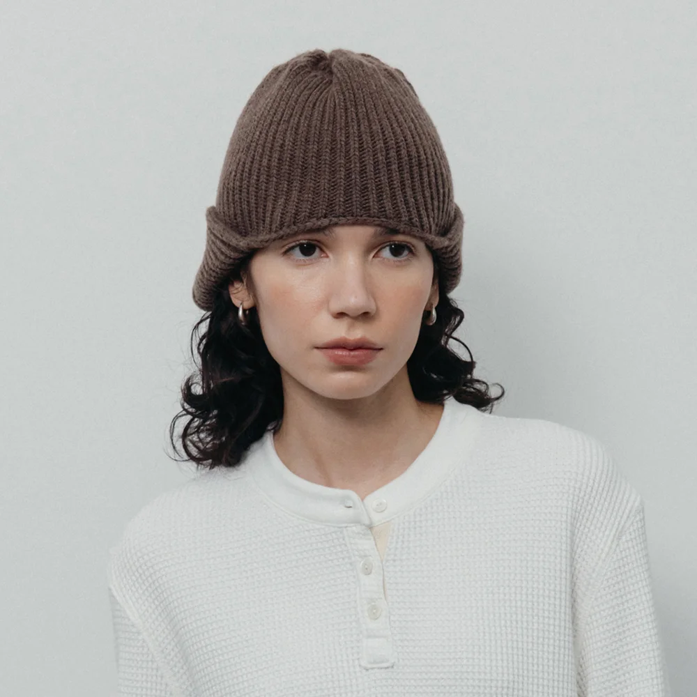 Wool Earmuff Beanie (Brown)