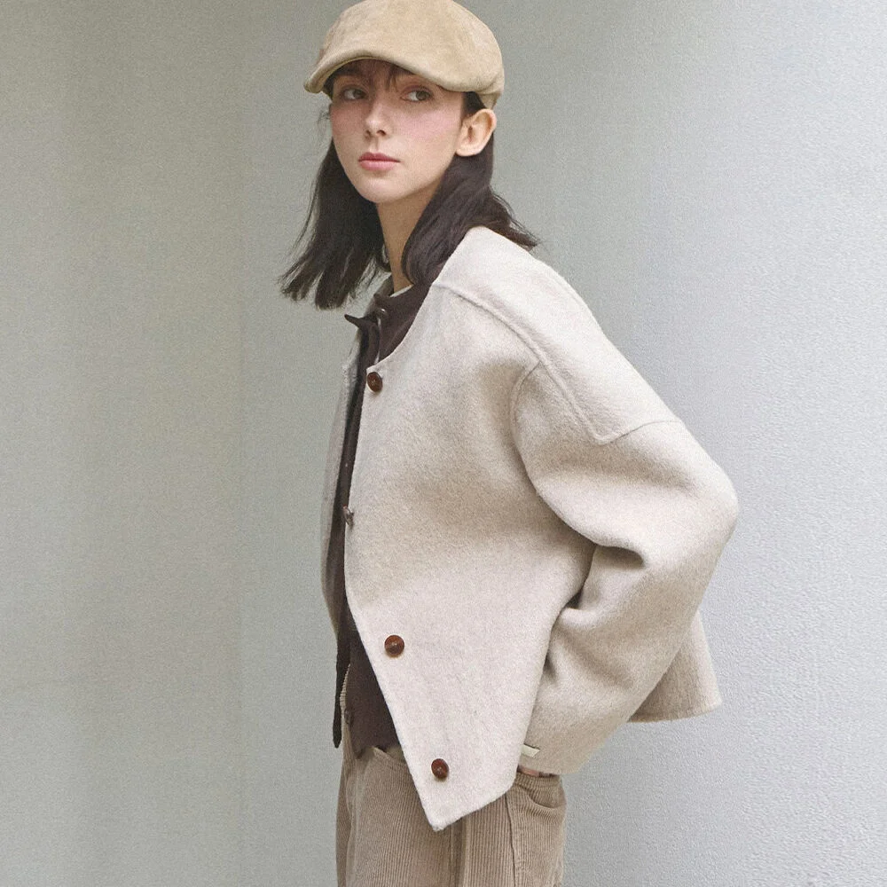 Handcrafted buttoned half coat_3 Colors