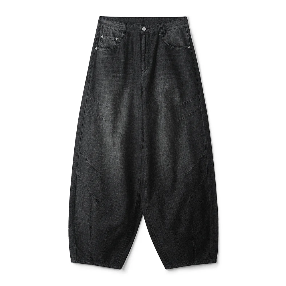 Linen Like Ballon Wide Jeans DCPT060Black