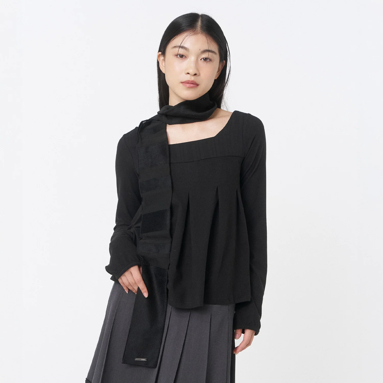 Accordion pleats top BLACK