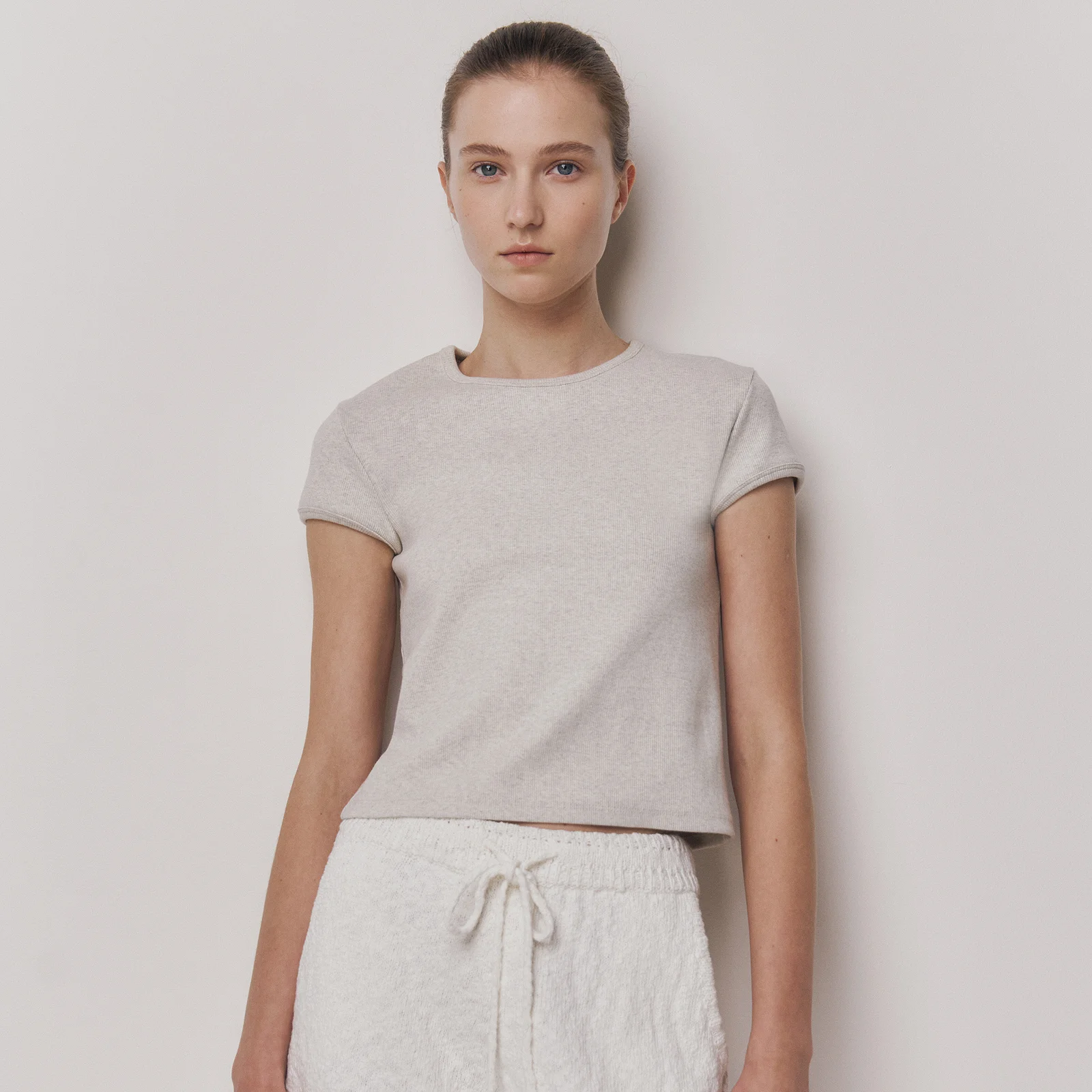 Crop Jersey Top Pale Gray