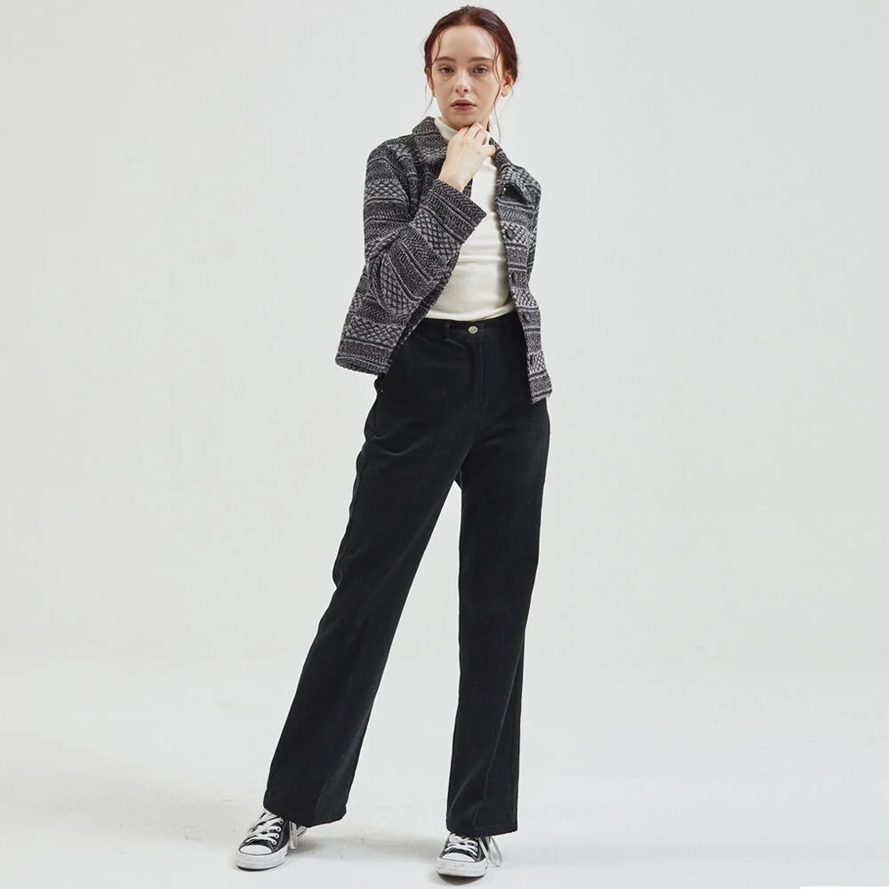 Corduroy Bootcut Slacks Black