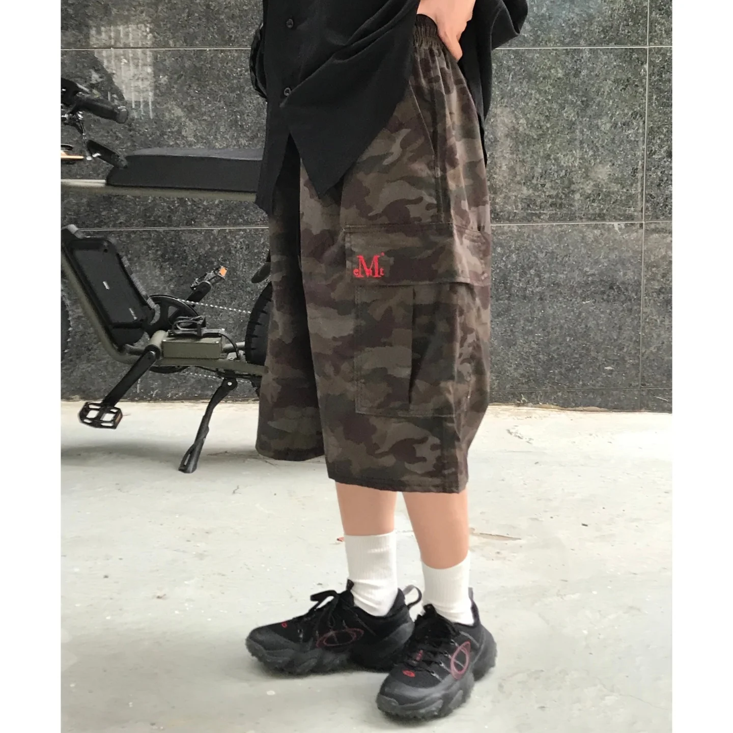 迷彩 工裝 長褲 軍事風 滌綸 尼龍 百慕達 半 褲子