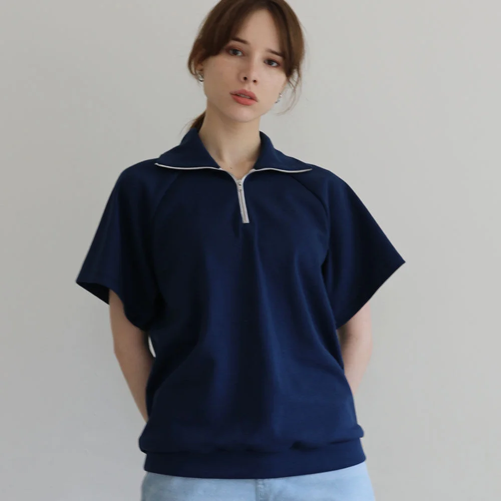 Half zip-up sweatshirt - Navy