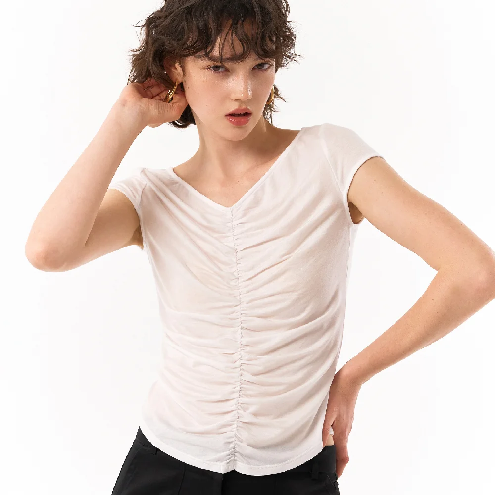 Iris front shirring top (white)