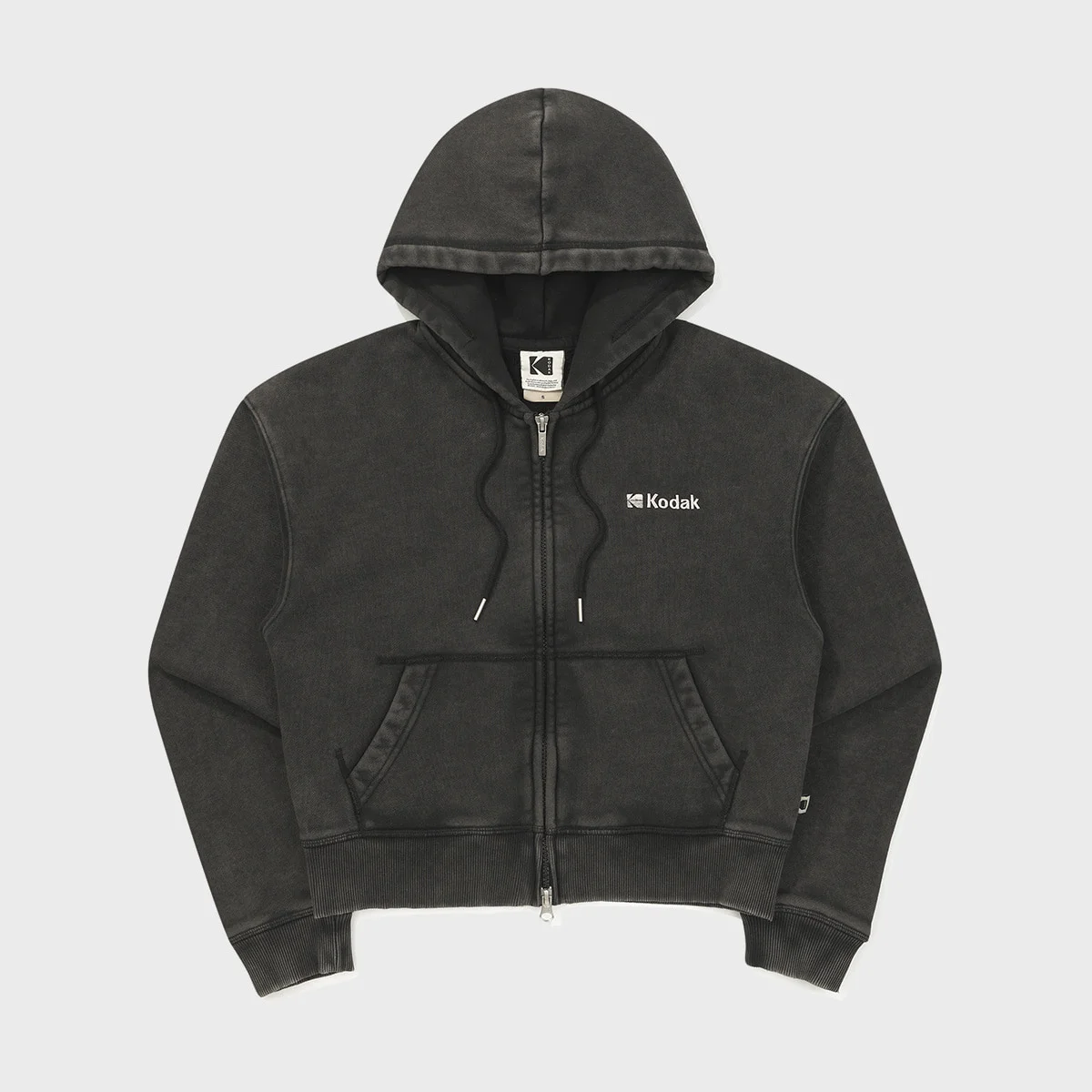 Flash 雪花 水洗 加絨 連帽拉鍊外套 女裝 BLACK