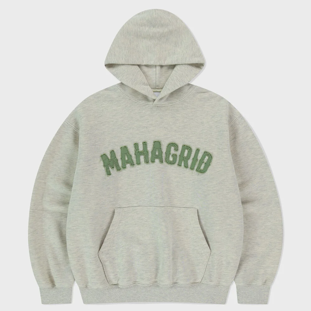 TWILL CUT OFF APPLIQUTE HOODIE OATMEAL(MG2FSMM403A)