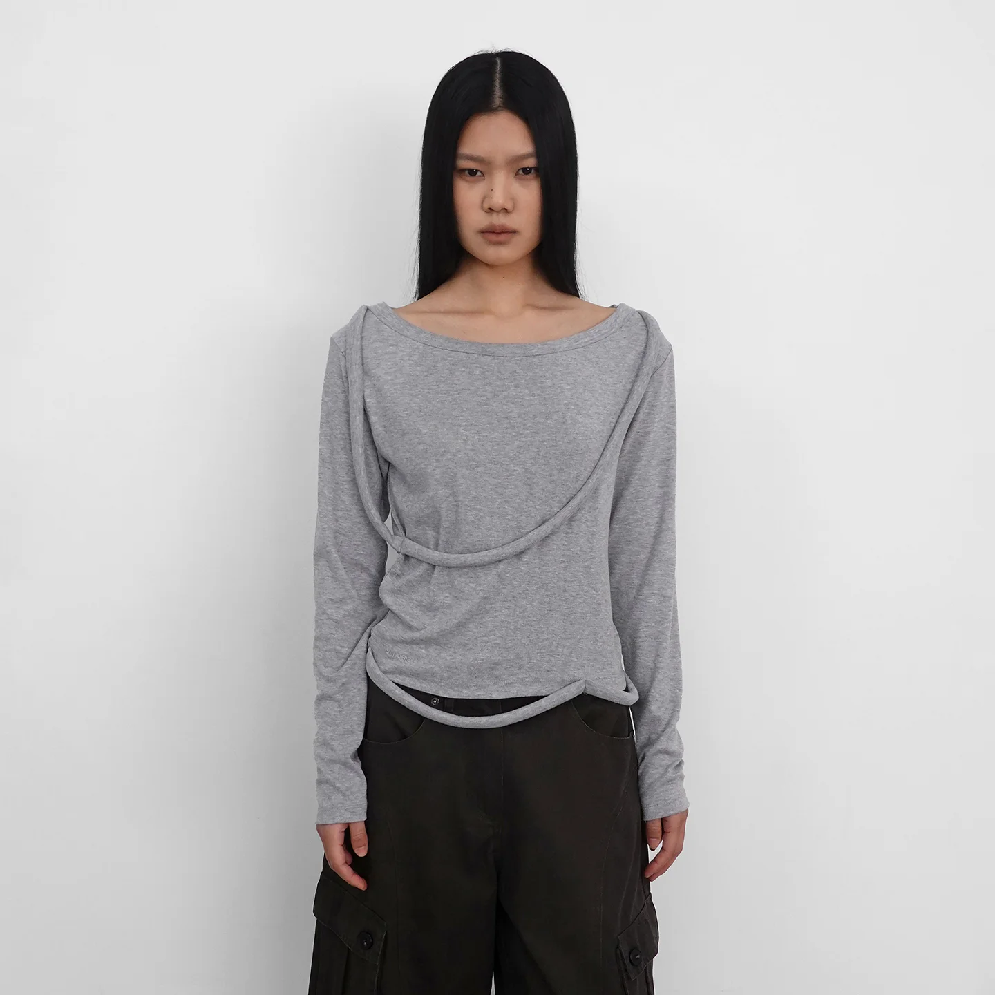 Strap Wide Neck T_Melange Grey