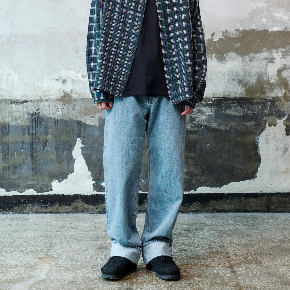 DEN1763 90s 復古 藍色 赤耳 牛仔 褲子