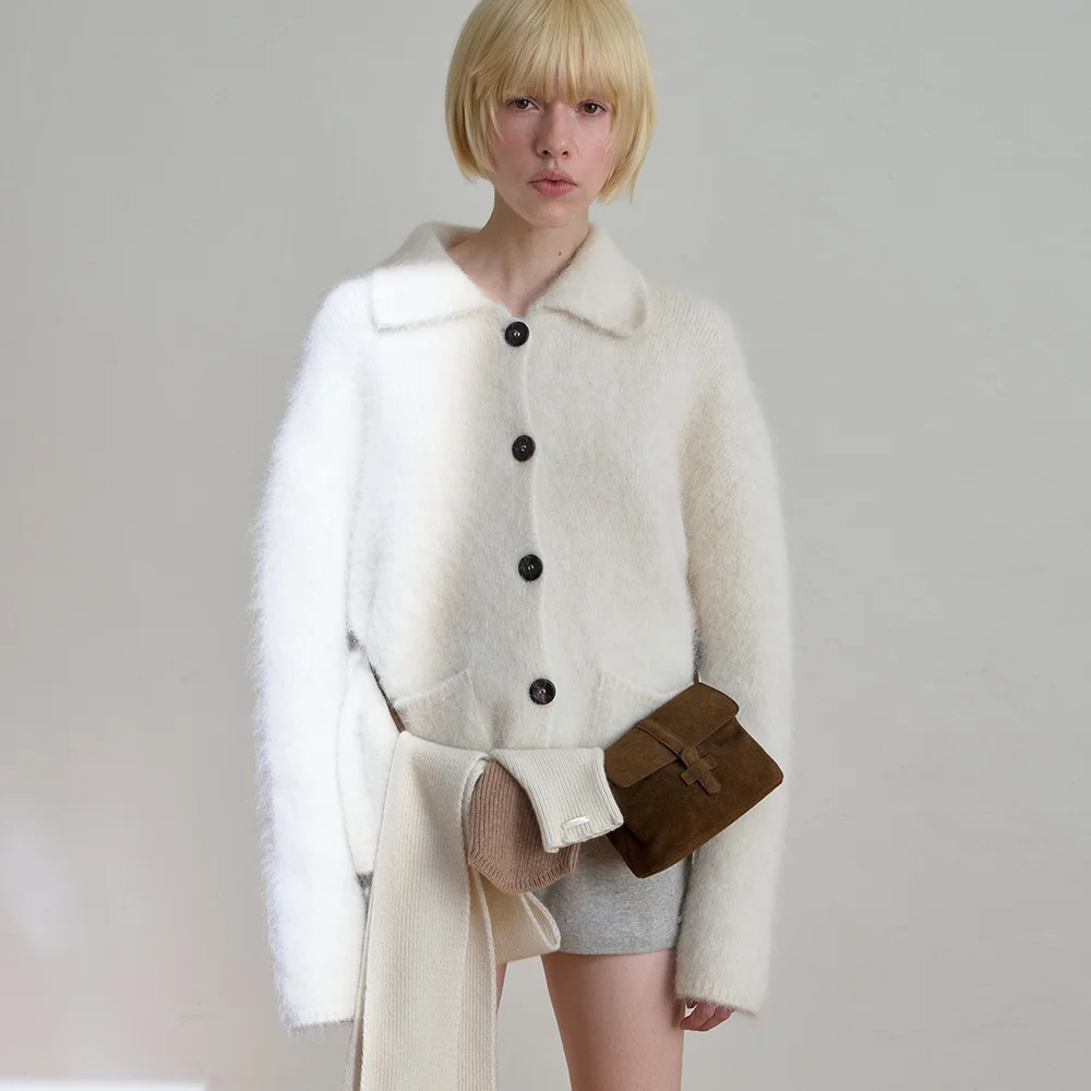 Liv Alpaca Round Collar Cardigan (Ivory)