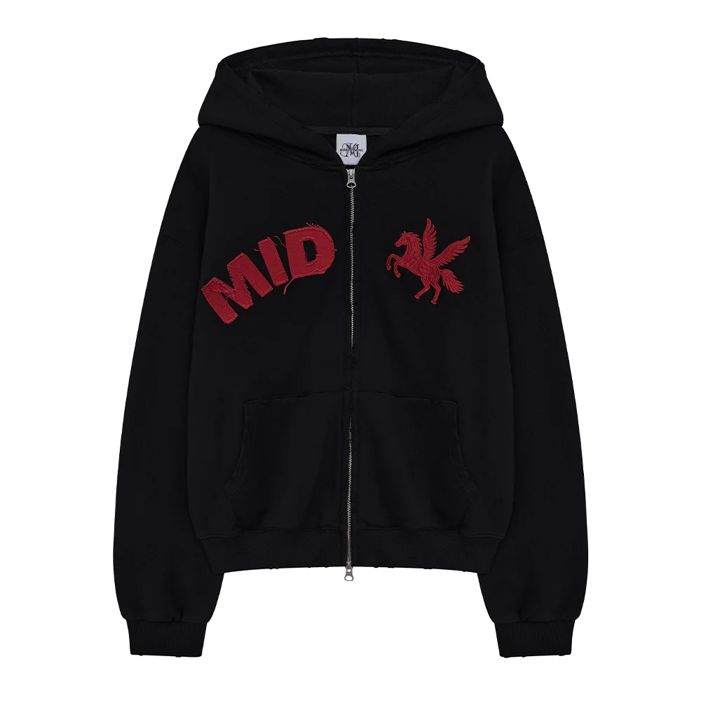 mid horse zip up (black)