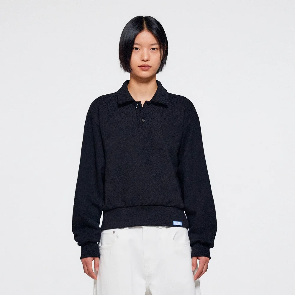 UNISEX ERA HEAVY COLLAR SWEATSHIRTS - BLACK