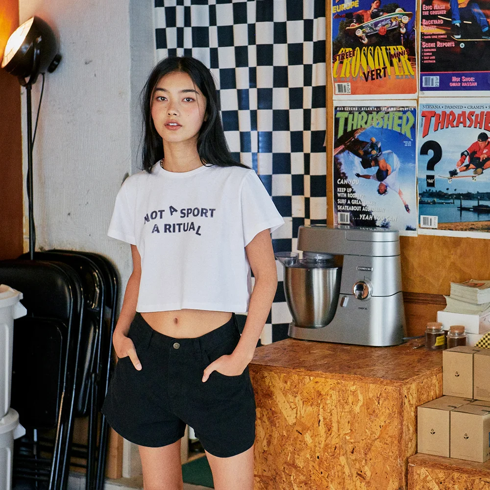 Oloa Print Crop T-Shirts White