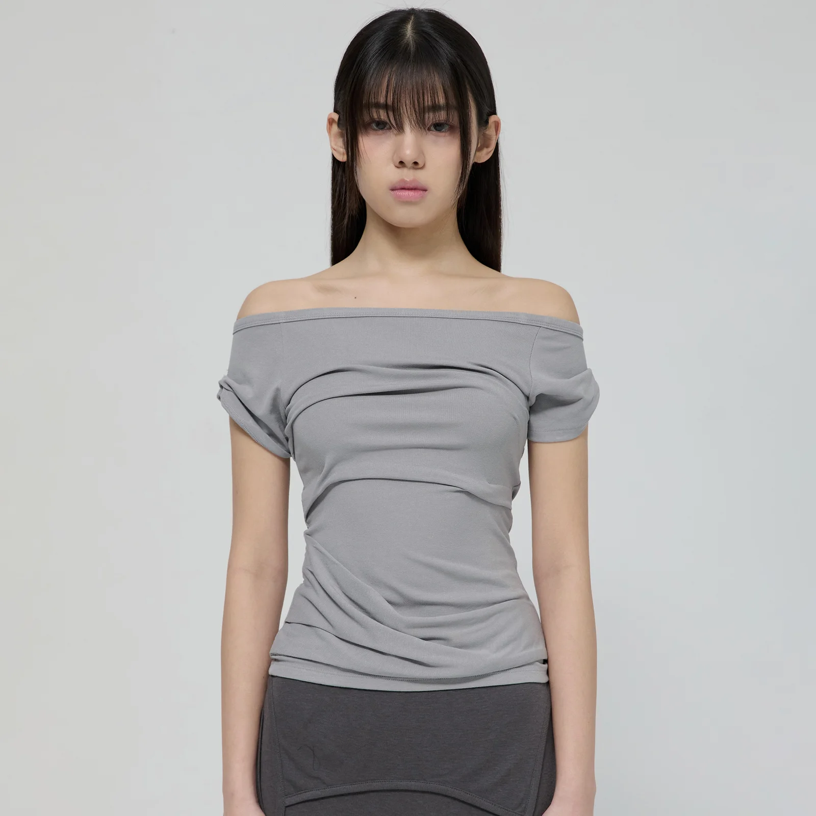 Draped Top (FL-130_Gray)