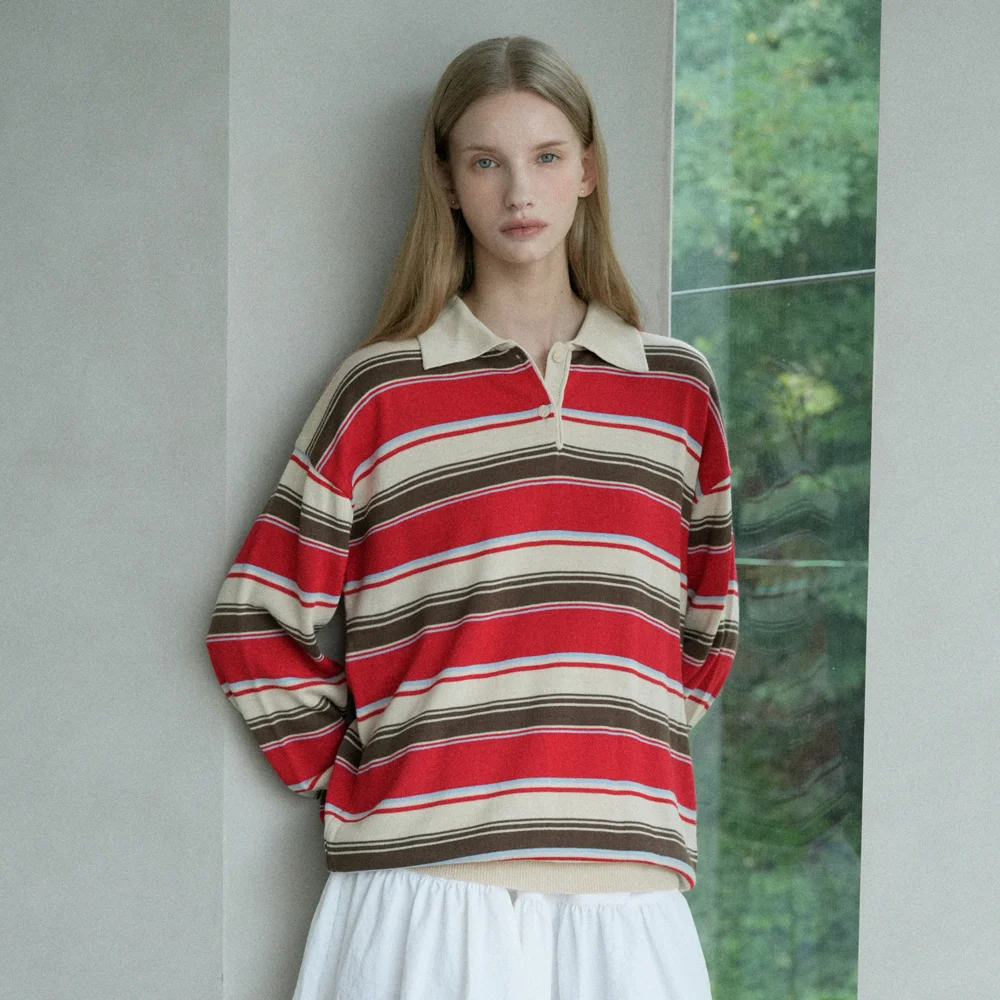 Wool Striped Collar Knit (beige)