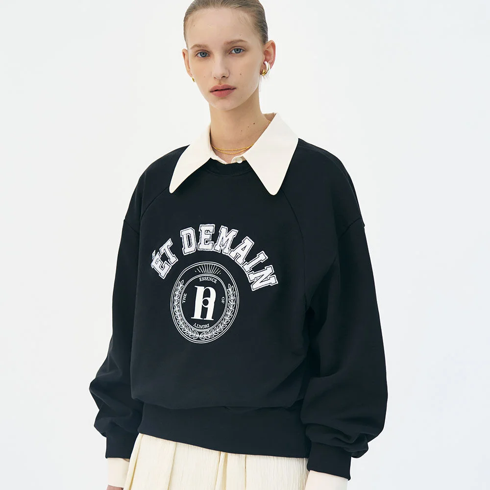 Logo-print embroidered jersey sweatshirt (Black)