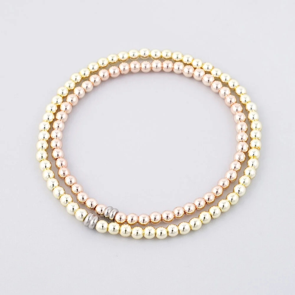 3mm Shining 玫瑰金與金色 修身 原石手鏈 (C2401AC1115_GD)