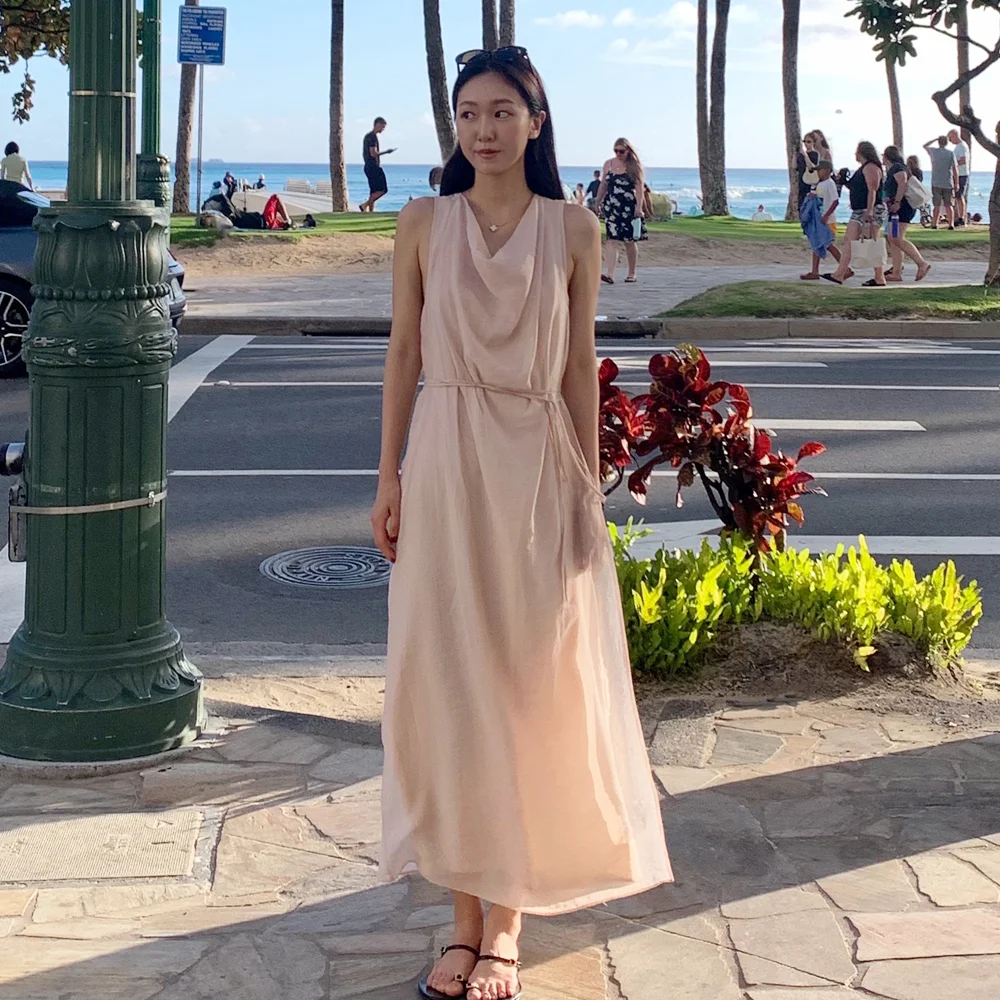 LAYER DRAPE LONG OPS_PEACH PINK
