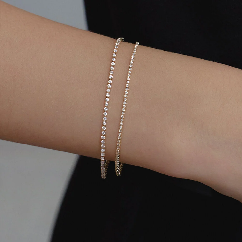 4PRONG ROUND TENNIS BRACELET_XS,S 2COLOR JB008