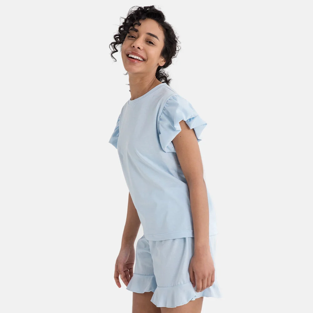 Summer Frill Set Skyblue 夏季 荷葉邊 套裝 天藍色